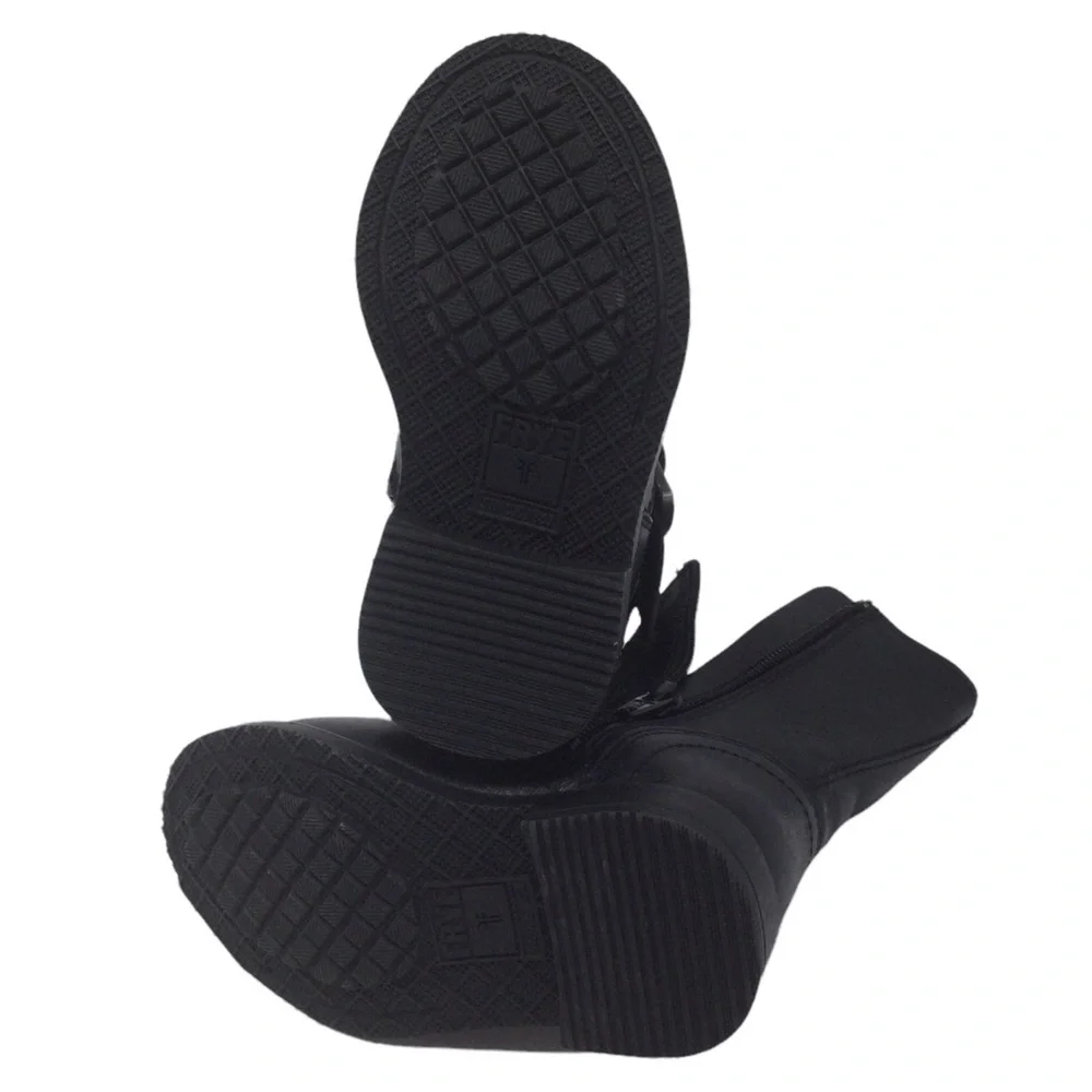Frye Unisex Moto Black Leather‎ Toddler Boots